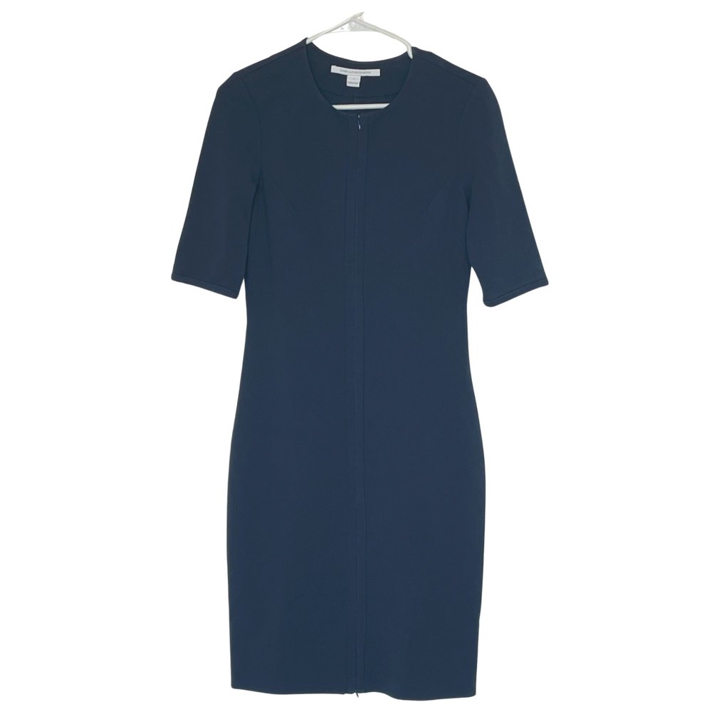 Diane Von Furstenberg Saturn Navy Blue Zipper Detail Dress SZ 6 - Picture 2 of 6